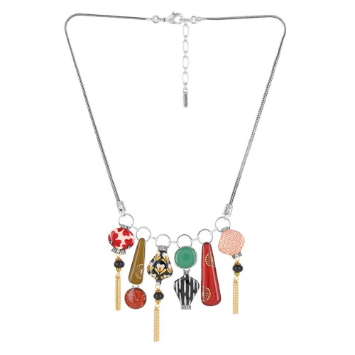 Колье TARATATA, Etincelle, смола, слюдяной порошок, бусины, гематит, TT-W25-08112-10M серебристый